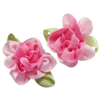 40 PCS 2 Tone Satin Ribbon Flowers Bows Appliques DIY Craft Wedding Decor