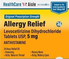 Generic Xyzal Levocetirizine Dihydrochloride 5 mg 90 tablet Bulk 24HR Allergy