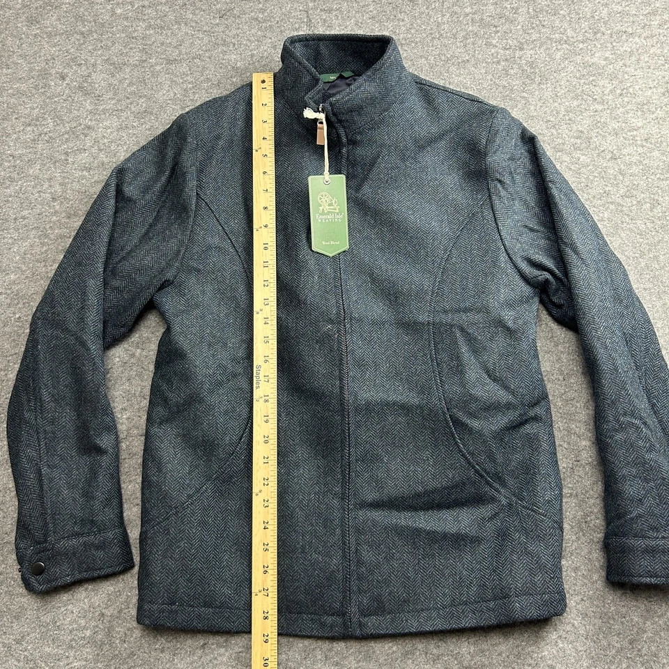 Куртка плетеная Emerald Isle мужская темно-синяя шерстяная смесь донегал на молнии размер M - Изображение 2 из 4