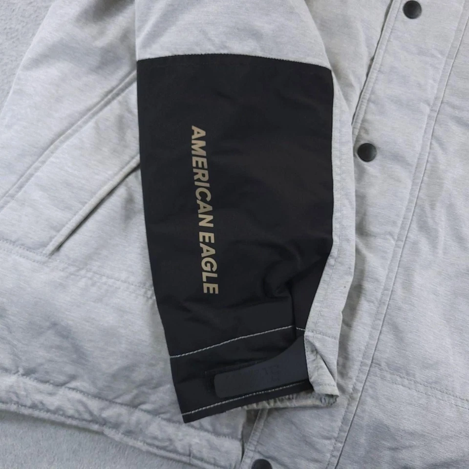 Chaqueta American Eagle Outfitters Para Hombre XL Gris Negra Con Capucha Puffer Aislante Cremallera Foto 4 de 4