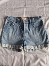 Vintage 90s Gap Jean Shorts Sz 10 Stone Wash Loose Fit Button Fly Boho Beach
