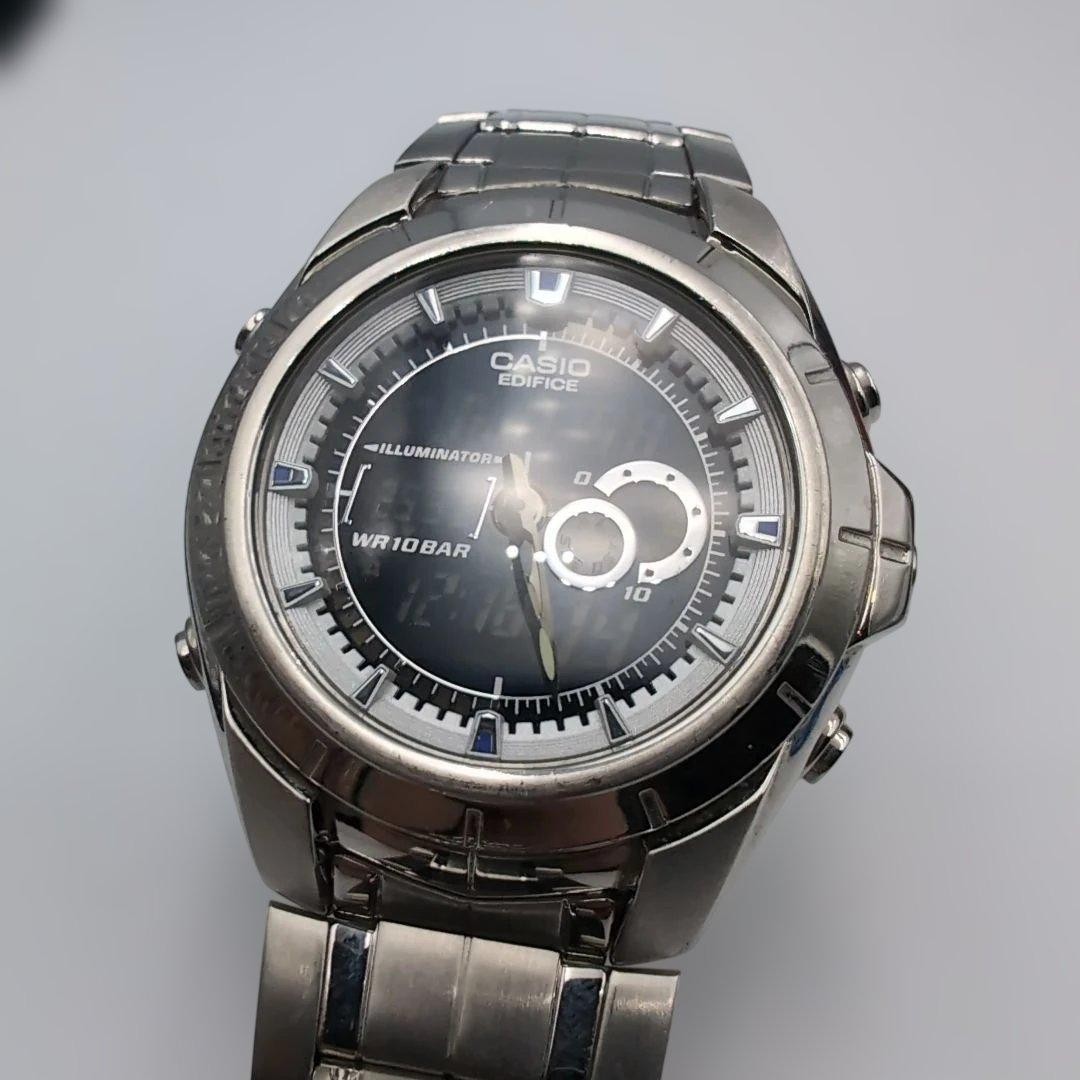 Casio EDIFICE S 1087DY Watch Timepiece Silver Black Authentic