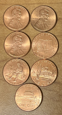 2006-P,2007-P,2008-P and 2009-P Lincoln Cents all 4 Varieties ( set of 7 )