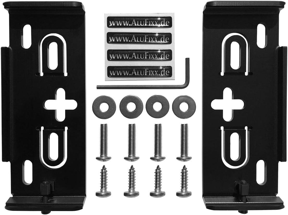 Support de plaque d'immatriculation sans cadre noir Alufixx Car Vario pour fixation invisible