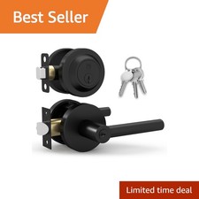 Mega Handles Matte Black Entry Combo Door Handle Deadbolt Lock