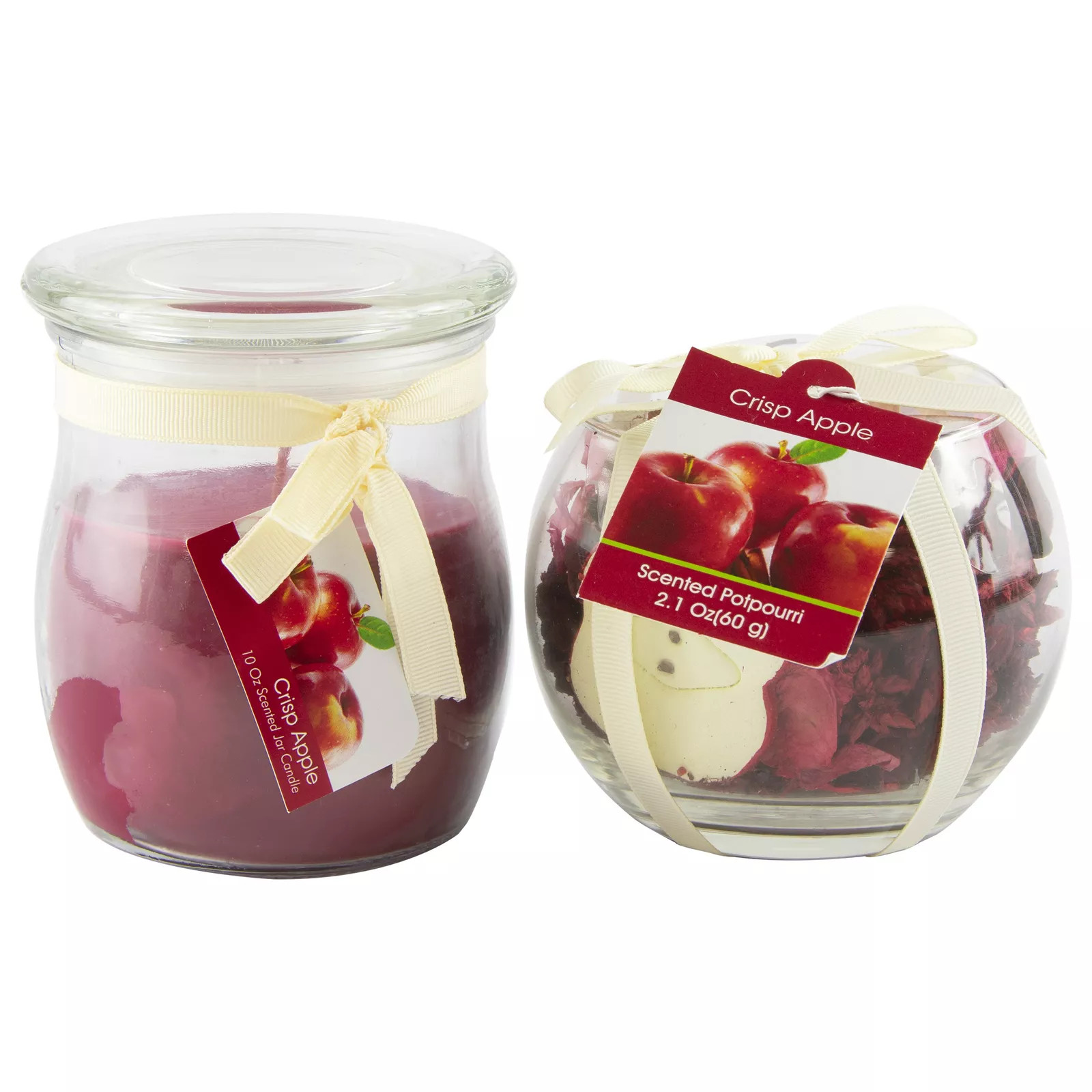 Fragrant Delights Crisp Apple Scented 10 oz. Jar Candle and Potpourri Set