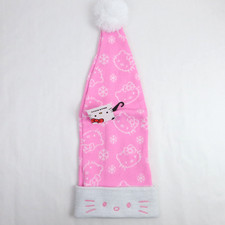 Sanrio Hello Kitty Knit Beanie Pink Glitter Santa Hat Cat Snowflake Embroidered