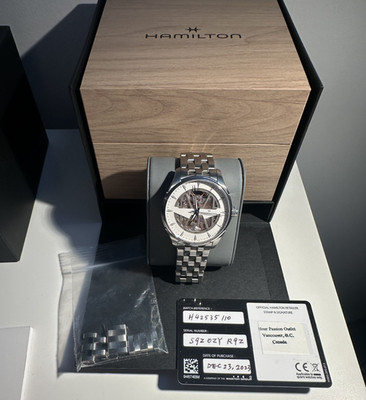 Hamilton Jazzmaster Skeleton Automatic 40mm Full Set Box Papers Warranty 2023 