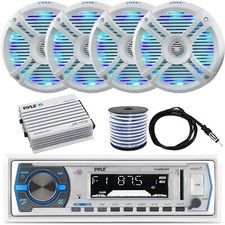 Pyle Plmrb29w Receiver, 4x 6.5" 250w Led Speakers, 4-ch Amplifier W/kit, Antenna