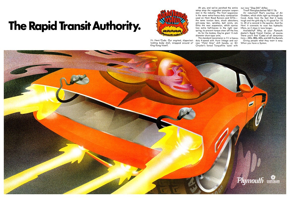 1970 Plymouth Rapid Transit System Authority Ad Poster RTS Hemi