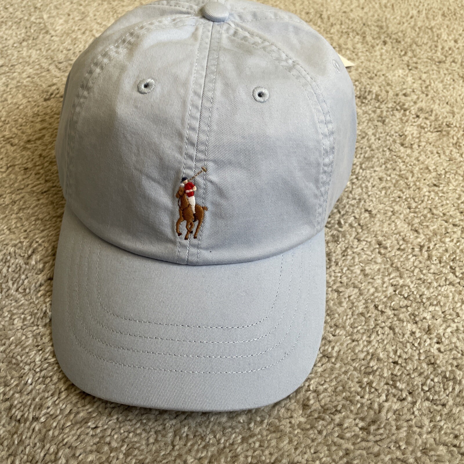 Polo Ralph Lauren blu chiaro cotone soft top Pony berretto baseball cinturino regolabile
