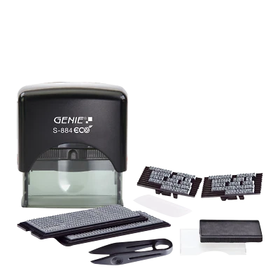 GENIE S884 Stempel Set selbersetzen selbst setzen Firmenstempel Stempelkissen