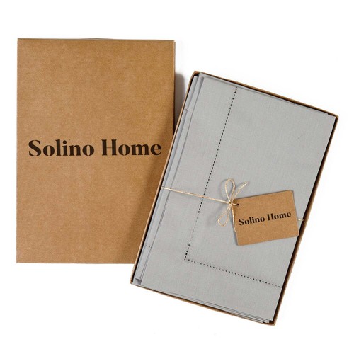 Solino Home Cotton Linen Hemstitch Dinner Napkins 20" for Summer Dining Set of 4 - Picture 79 of 99