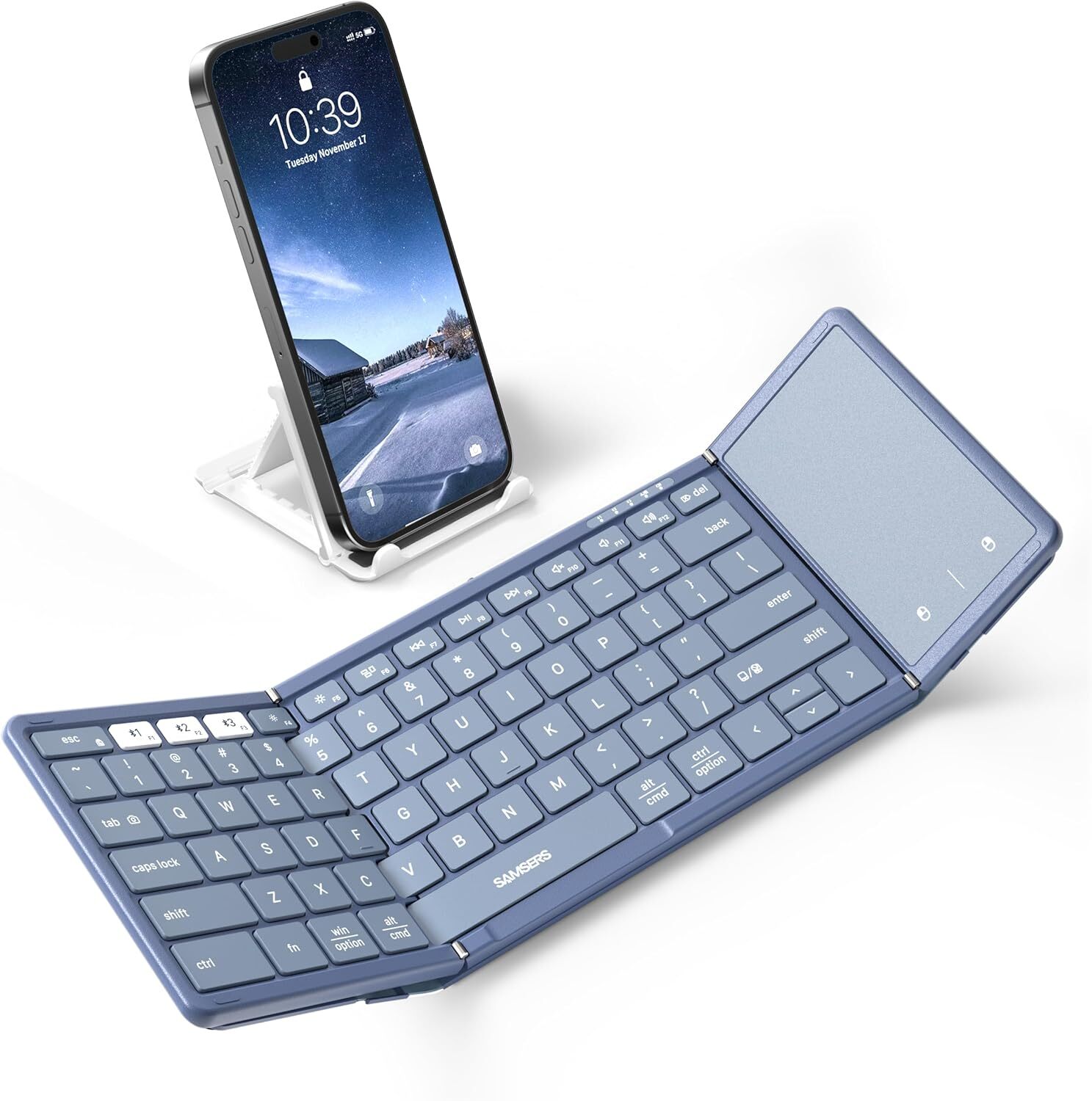 Foldable Full-Size Bluetooth Keyboard with Integrated Touchpad
