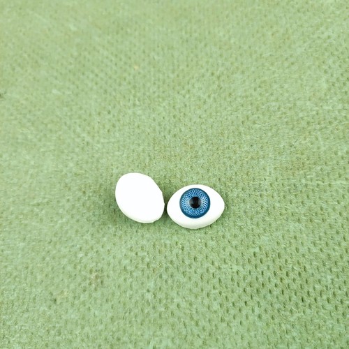 Vintage doll glass eyes, blue, lens shaped, eye size 0.63" / 16 mm, Wanke - Picture 4 of 4