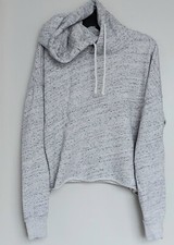 Abercrombie  Fitch Crop Hoodie Sweatshirt Heathered Gray Women's Large