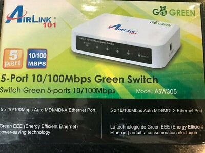 AirLink 101 5-Port Gigabit 10/100/Mbps Green Ethernet Network Switch ASW305