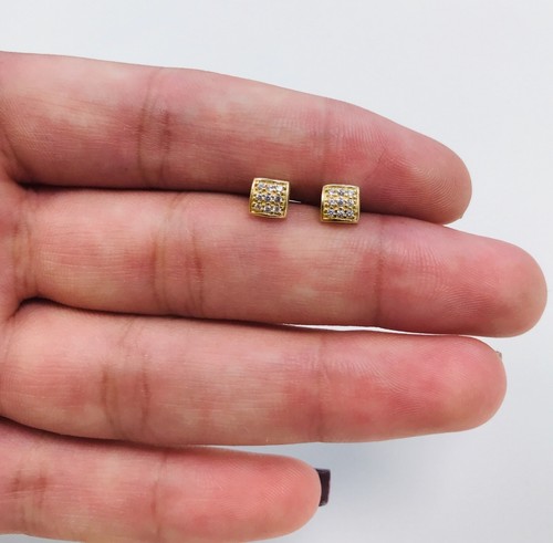 Bonitos Pendientes Cuadrados Para Hombre Oro Real 14K, De Oro Para |