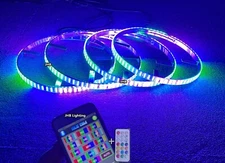 Set (4) 17.5" TRIPLE ROW Remote APP Dream CHASING Flowing LED Truck Wheel Lights
