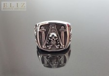 .925 Sterling Silver Mason High Priest Skull Bones Ring Exclusive Illuminati G