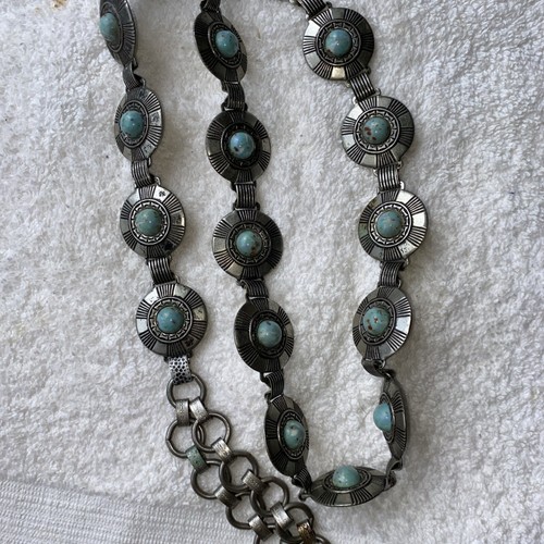 Vintage Western Concho Belt Faux Turquoise 30” Ladies Child’s Mixed Metal - Picture 11 of 23