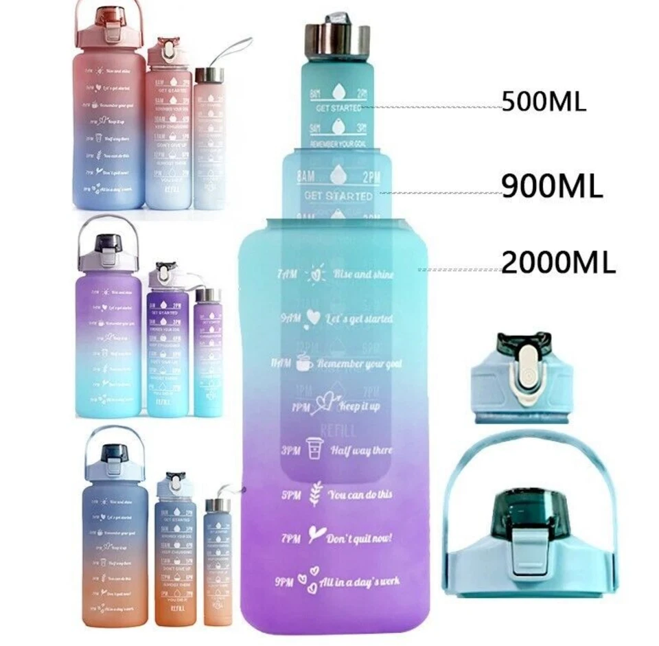 3pc Reusable Water Bottle Set Purple - Image 2 of 2