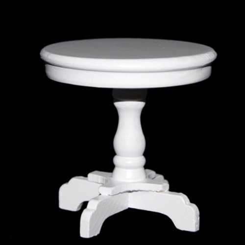 Wooden Mini Round Table for 1:12 Scale Dollhouse Furniture White