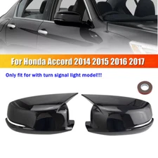 Gloss Black OX Horn Door Side Mirror Cover Caps For Honda Accord 2014-2017 