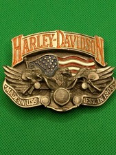 Vintage Harley Davidson Belt Buckle 1991 Baron USA H402 eagle flag bar enamel
