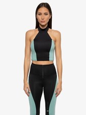 KORAL Form Scuba Sports Bra Halter Top Black Aquamarine Size M NWT Made in USA