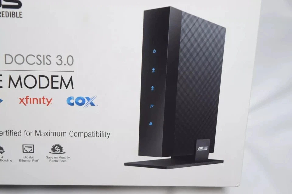 Cable módem Asus CM-16 DOCSIS 3.0 Gigabit LAN 686Mbps con cable de alimentación y Ethernet Foto 2 de 4