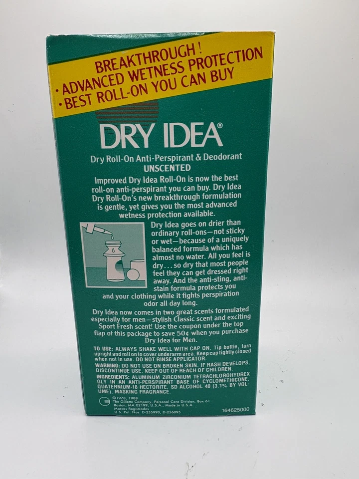 Desodorante antitranspirante Dry Idea Roll-On 1988 de colección nuevo en caja sin perfume Foto 2 de 4