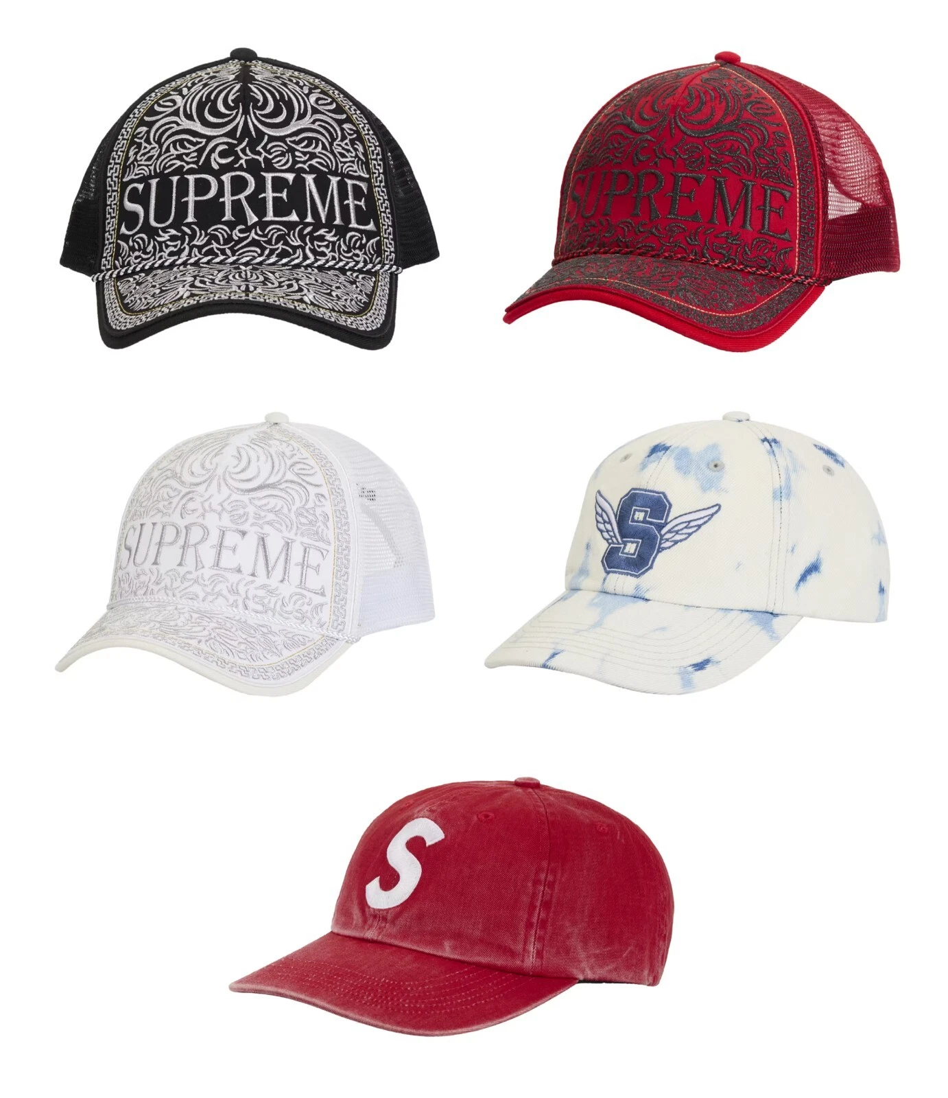 Chapeau casquette manteau pigmenté logo 5 panneaux dos maille vaquero suprême