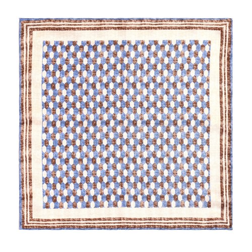 Men's 100%Silk Twill Handkerchief Denim color &brown Pocket Square 30cm 11.8in - Picture 2 of 7