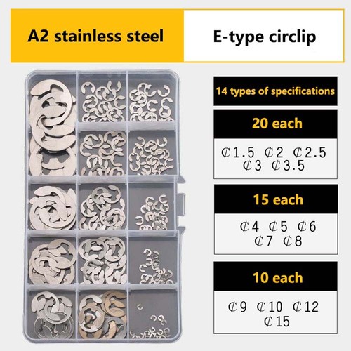Set Circlip Circlip Esterni Set Assortimento Anello a Scatto Contenitore Clip Cerchio - Foto 13 di 17