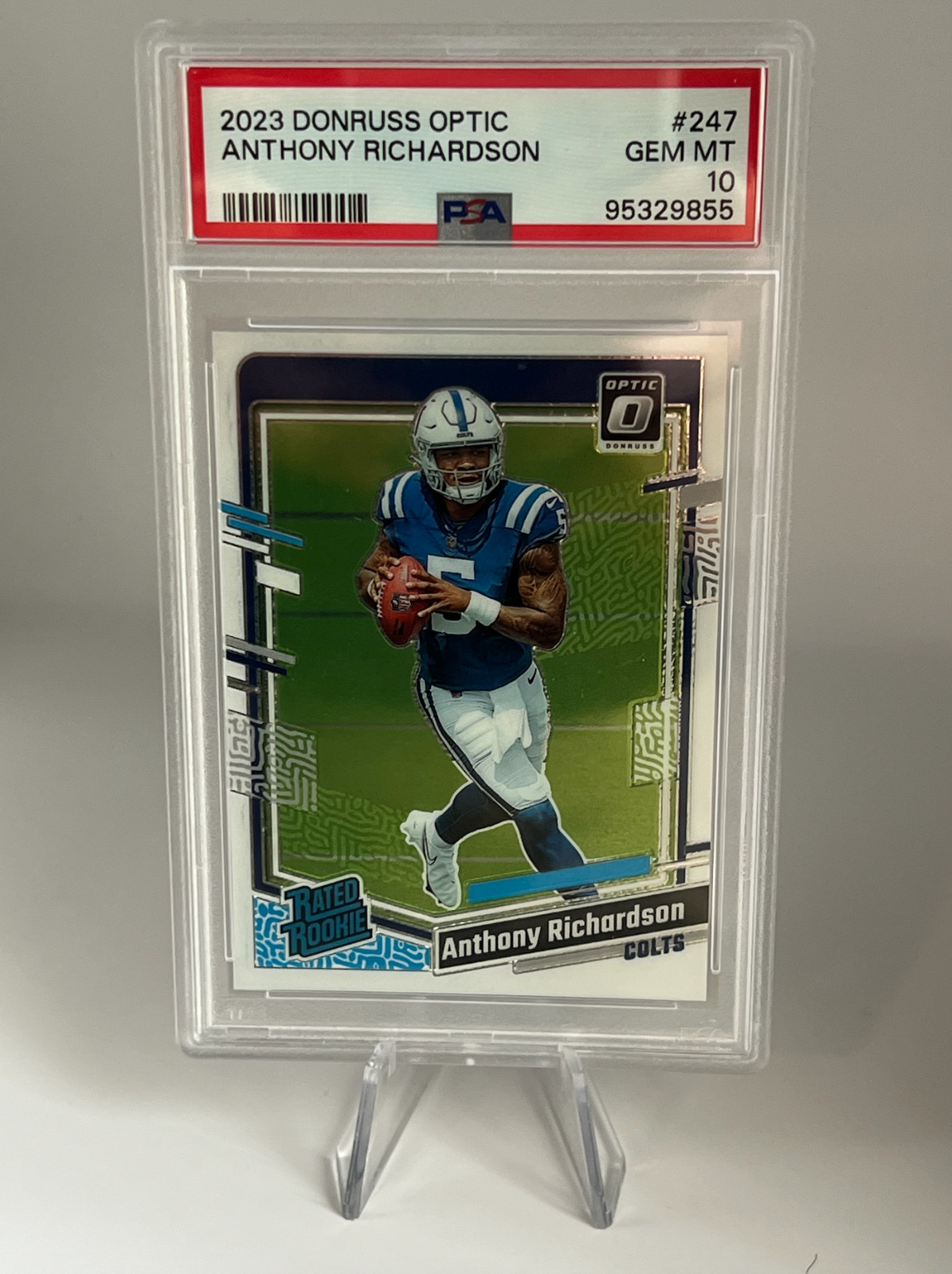 ANTHONY RICHARDSON 2023 DONRUSS OPTIC #247 RATED ROOKIE RC PSA 10 COLTS