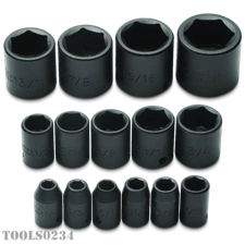 Proto J72106 3/8" Drive 15 Piece Impact Socket Set 6-Point SAE Fractional