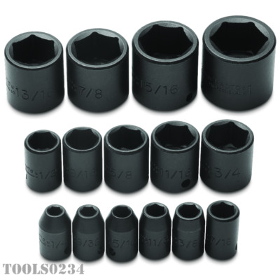 Proto J72106 3/8'' Drive 15 Piece Impact Socket Set 6-Point SAE Fractional