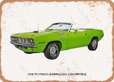 Classic Car Art - 1971 Plymouth Barracuda Oil Painting - Rusty Metal Sign