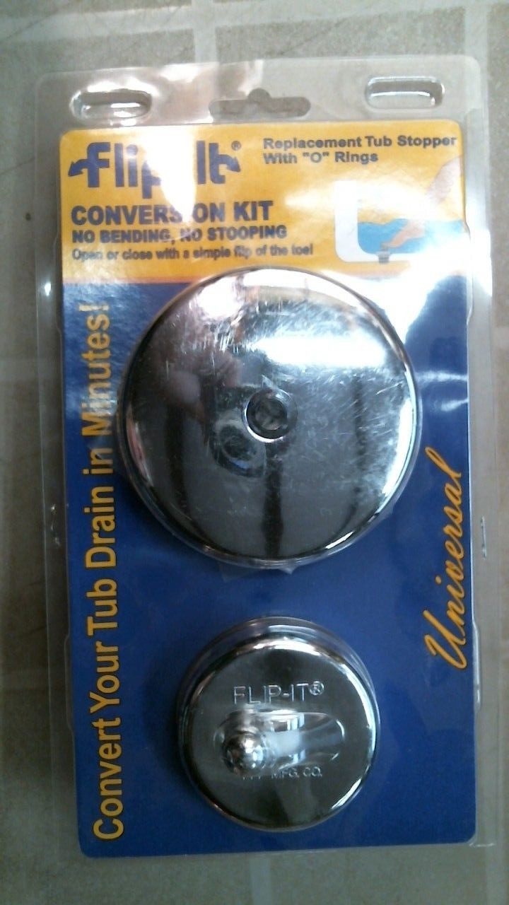 Flipit Bathtub Drain and Fit All Face Plate Chr Tub Stopper for sale