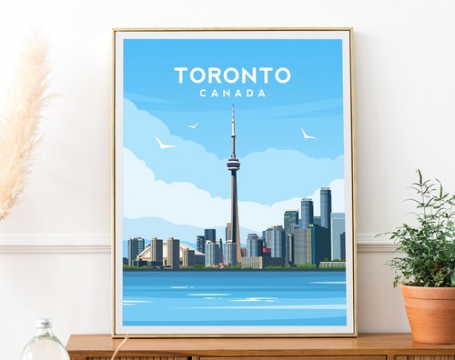 Toronto Art Print | Lake Ontario Canada Travel Poster - CN Tower Wall Art - Picture 3 of 4