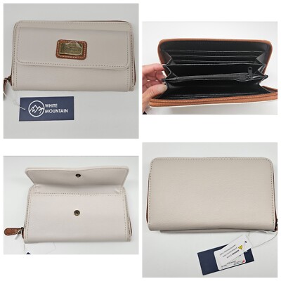 WHITE MOUNTAIN Vegan Dual Zip Around Clutch Wallet U PICK Ivory