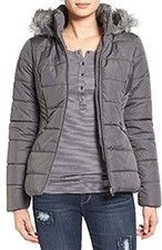 Krush Faux-fur-trim Puffer Quilted Jacket Charcoal M