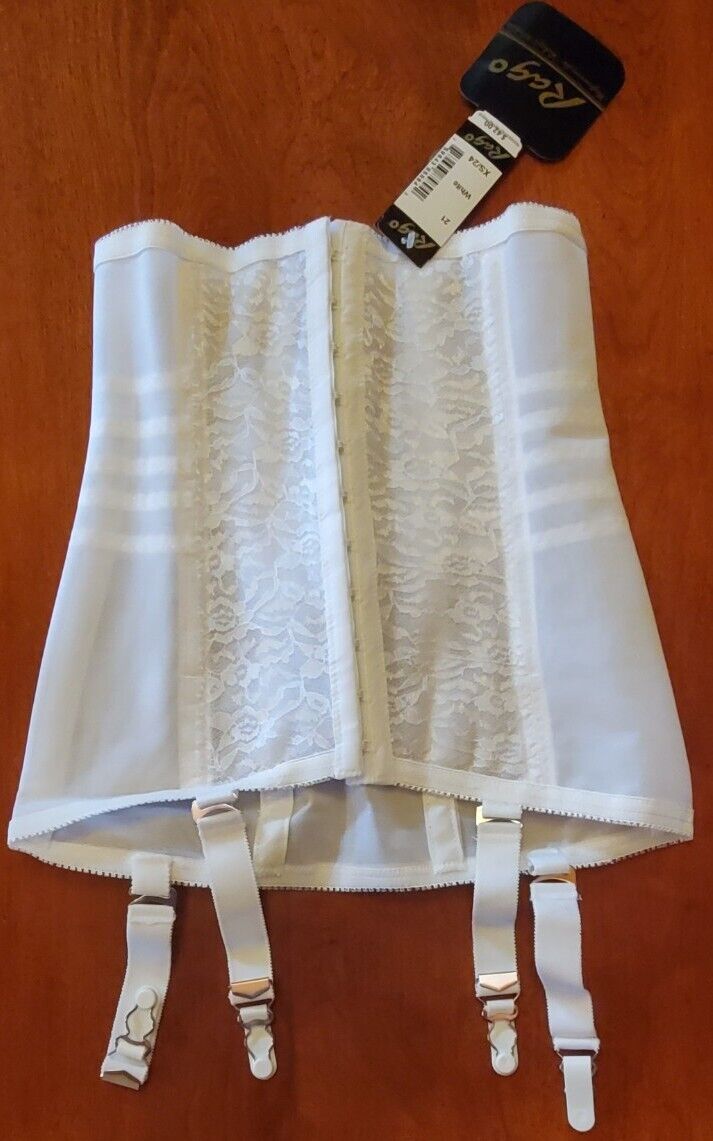 Vtg New NWT Rago Style 1365 size 26 White Extra Firm Open Bottom Girdle