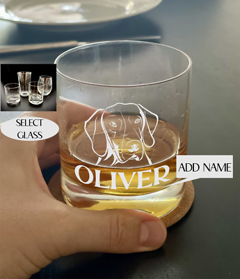 GERMAN POINTER Face ENGRAVED on Glassware, ADD NAME, Dog Lover, New Puppy