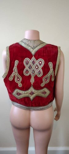 Vintage afghanische rote Samtweste groß - Bild 2 von 10