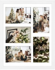 Golden State Art, 11X14 White Wood Frame with White Mat - Displays Five 4X6 Phot