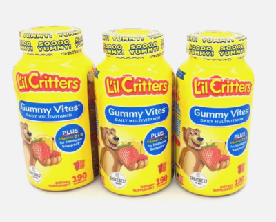 3 Lil Critters Gummy Vites Multivitamin + Immune Support 190 Each=570 Exp: 12/25