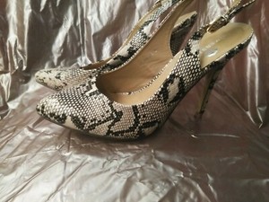 snakeskin slingback pumps