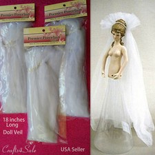 Premier Porcelain Doll Bridal Veil 18 in Long Pearl Hair Band Wedding Barbie